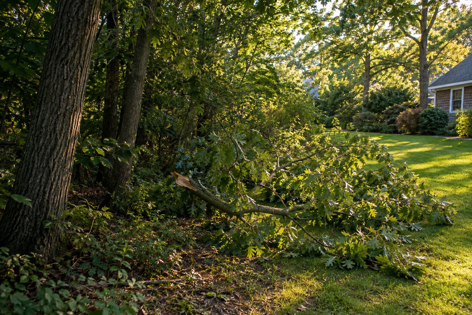 AI-generated editorial view of fallen woody material in an unoccupied landscape for the Bay Shore planning guide