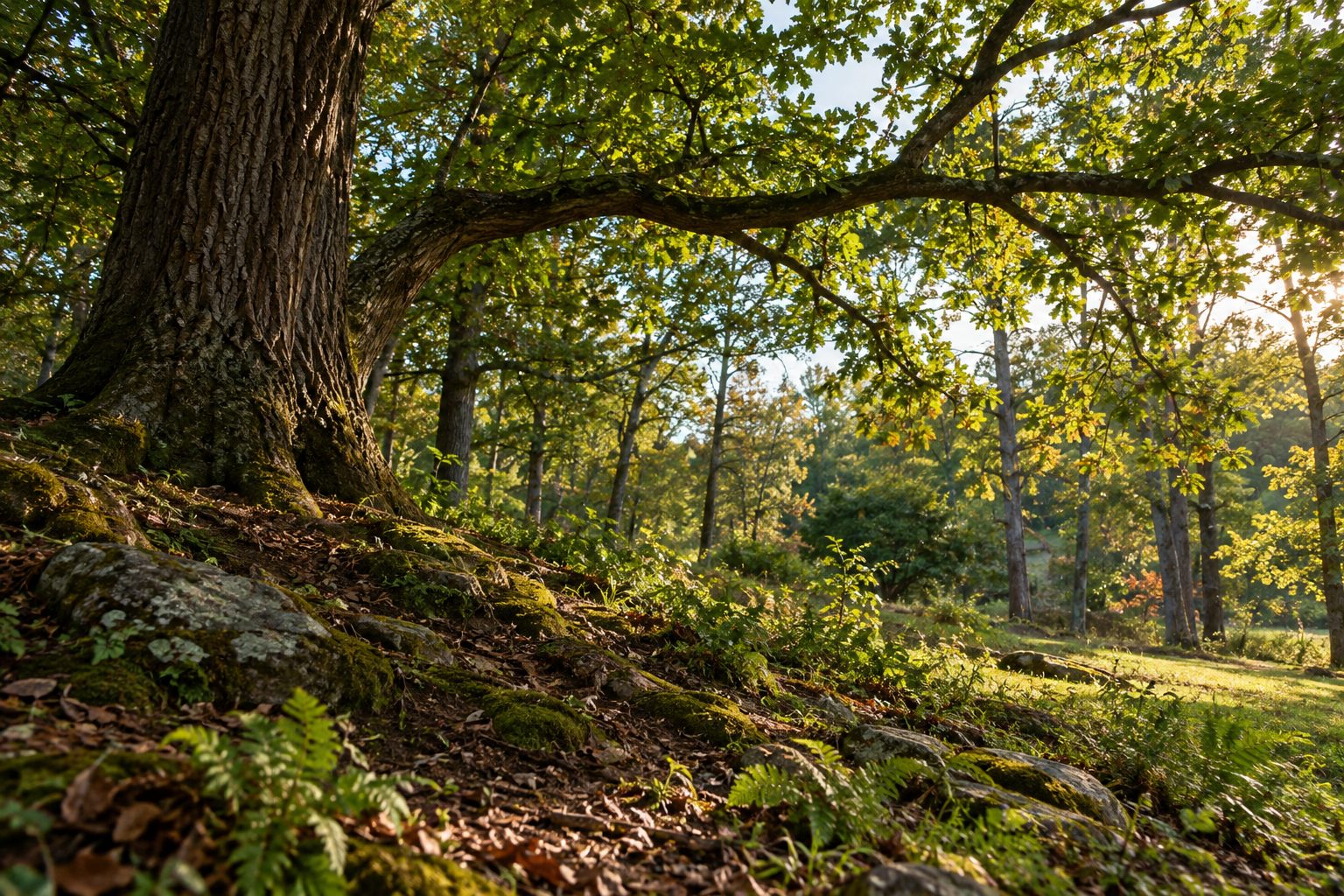 AI-generated editorial woodland scene illustrating the sitemap guide; not a company job photograph